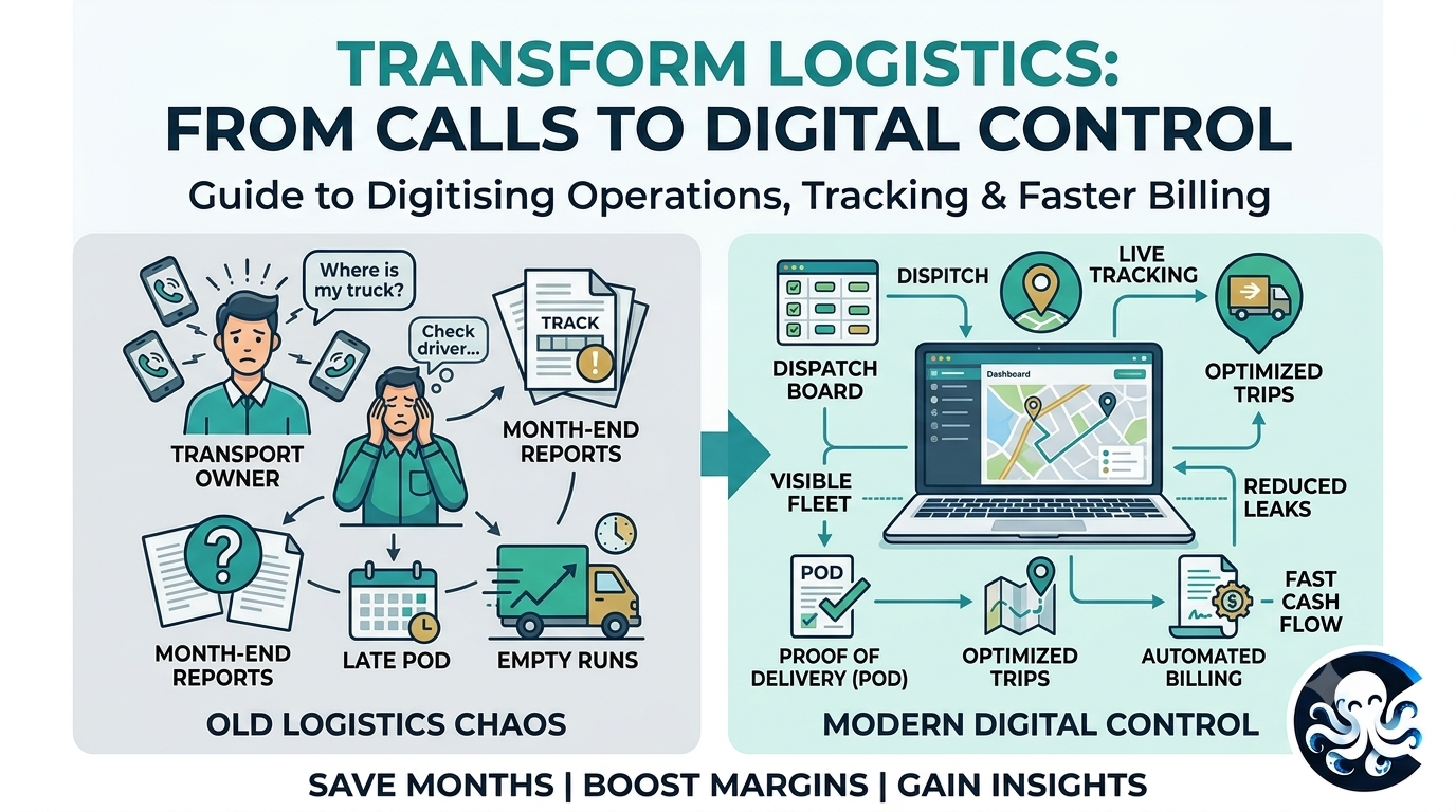 How to Digitise a Logistics Business: Fleet Tracking, Dispatch, Billing and Customer Portals